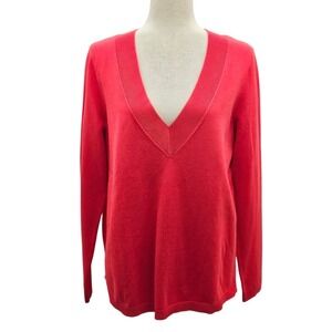 Talbots Red V Neck Long Sleeve Sweater Size Medium